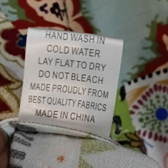 Boho Chic NWT Sz. M Multi Color Patchwork 3/4 Sleeve Button Up Blouse - Picture 16 of 16